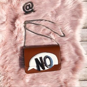 Zara | NWT Metal “No” Purse Brown White Silver